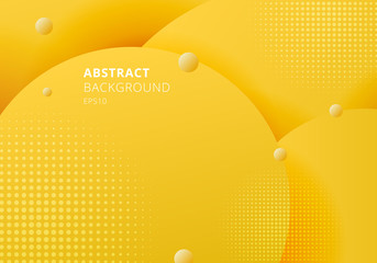 Wall Mural - Abstract 3D liquid fluid circles yellow mustard pastels color beautiful background with halftone texture.