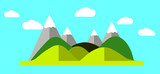 Fototapeta  - Nature with mountains, rivers And beautiful sky vector illustration