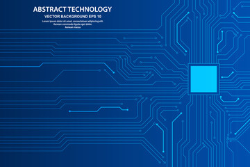 Poster - Abstract futuristic circuit board Illustration, high computer technology dark blue color background. Hi-tech digital technology concept. vector illustration