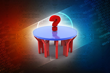 Poster - 3d illustration Question Mark. 3D. 3d small people - complicated questionmark