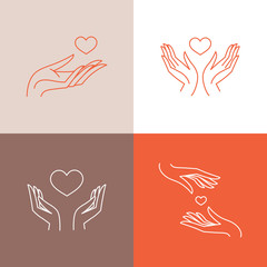 Poster - Vector set of logo design templates in trendy linear style