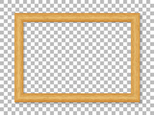 Realistic Wooden Picture Frame Isolated On Transparent. Realistic Style. Vector Illustration.