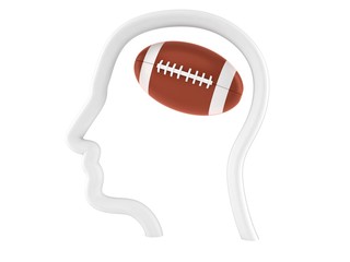 Sticker - Rugby ball inside head profile