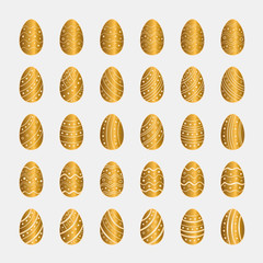 Sticker - Icons set of golden Easter eggs