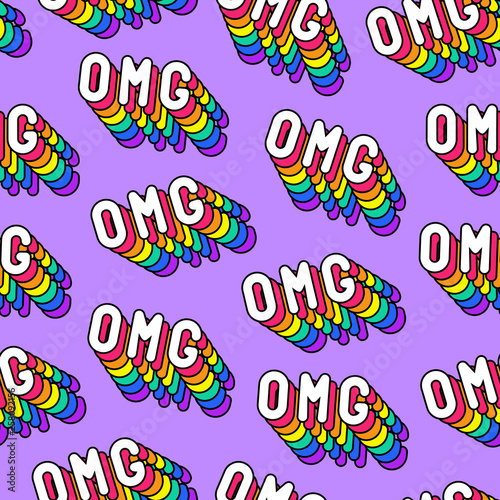 Seamless Pattern With Words U201comg U201d U0026quot Oh My God U0026quot On Purple