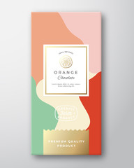 Wall Mural - orange chocolate label. abstract vector packaging design layout with soft realistic shadows. modern 