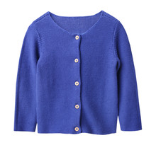 Child's Blue Knitted Long Sleeve Cardigan Isolated.