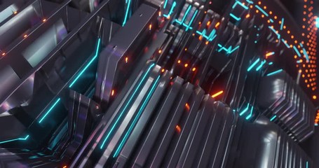 Poster - motion graphic 4k seamless loop of abstract technology background, led and flickering particles. ani