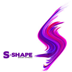 Poster - Blue violet and red magenta shape brush stroke. Technicolor vector graphics