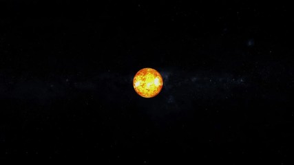 Wall Mural - Space travel to burning star rotating in sky fictional exploration. Contains public domain image by Nasa