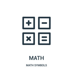 math icon vector from math symbols collection. thin line math outline icon vector illustration.