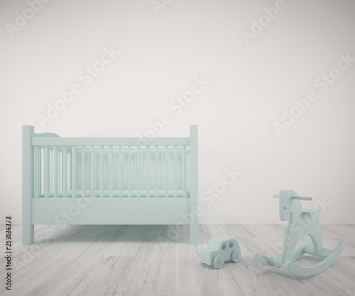 light blue crib