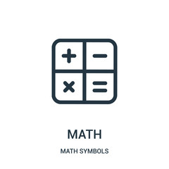 math icon vector from math symbols collection. Thin line math outline icon vector illustration.