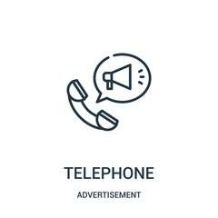 telephone icon vector from advertisement collection. Thin line telephone outline icon vector illustration.