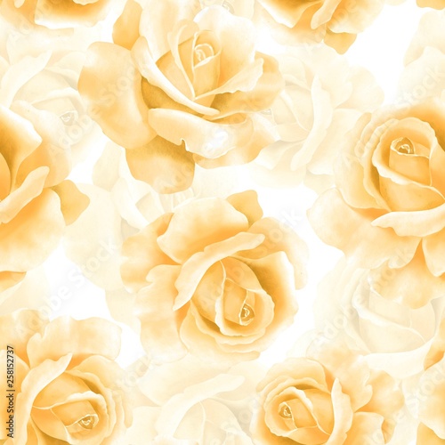 Seamless pattern with spring flowers. Delicate floral background with roses