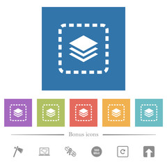 Sticker - Place layer flat white icons in square backgrounds