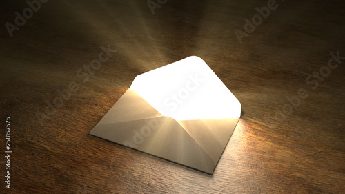 Fotografía Fairytale mail. Mysterious letter with magic light. 55.