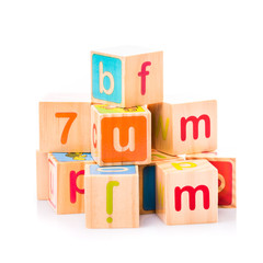 Poster - Toy cubes. Baby collection. ABC letters made from baby toys