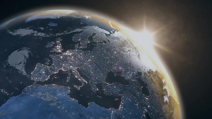 planet earth view from space. impressive sunrise over planet earth in 4k, more options in my portfol