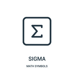 sigma icon vector from math symbols collection. thin line sigma outline icon vector illustration.