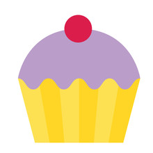Purple Cupcake Flat Illustration On White