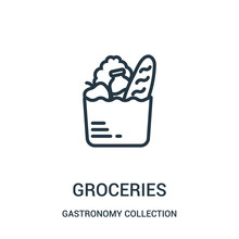 Groceries Icon Vector From Gastronomy Collection Collection. Thin Line Groceries Outline Icon Vector Illustration.