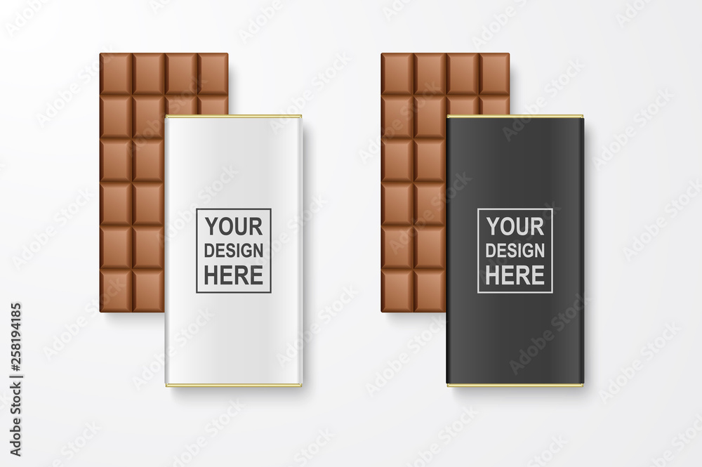 Vector 3d Realistic White and Black Blank Whole Chocolate Bar Package ...