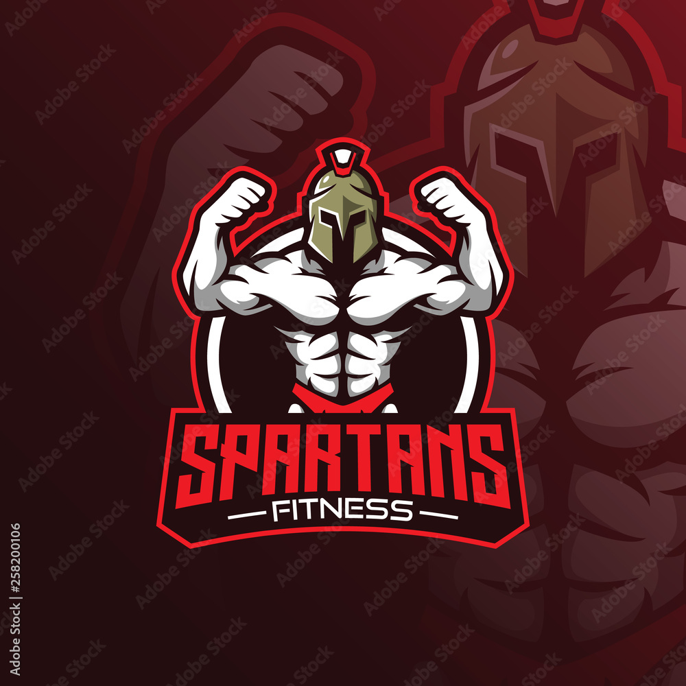 fitness mascot logo design vector with modern illustration concept style for badge, emblem and tshirt printing. spartan fitness illustration.