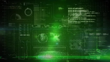 Poster - Binary digital interface green background
