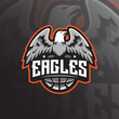 eagle mascot logo design vector with modern illustration concept style for badge, emblem and tshirt printing. angry eagle illustration for basket sport team.