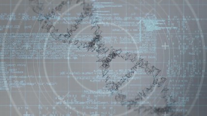 Poster - DNA turning with scientific information on grey background