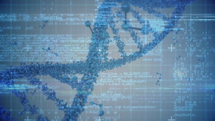 Poster - Spinning DNA helix against digital code