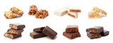 Fototapeta Pokój dzieciecy - Set of different sweet protein bars on white background