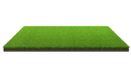 Fototapete - 3d rendering of green grass field isolated on a white background with clipping path. Sports field.