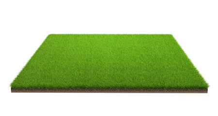Fototapete - 3d rendering of green grass field isolated on a white background with clipping path. Sports field.