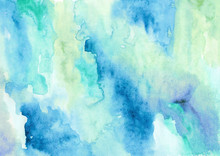 Green Blue Abstract Watercolor Texture Background