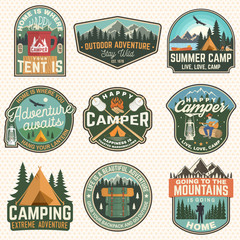Wall Mural - set of summer camp badges. vector. concept for shirt or logo, print, stamp, patch. vintage typograph