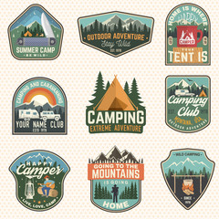 Wall Mural - set of summer camp badges. vector. concept for shirt or logo, print, stamp, patch. vintage typograph
