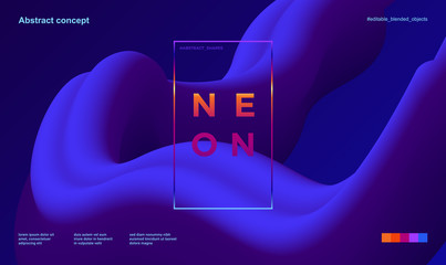 Poster - Trendy abstract design template with 3d flow shapes. Dynamic gradient composition. Applicable for landing pages, covers, brochures, flyers, presentations, banners. Vector illustration. Eps10