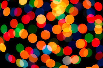 Abstract colorful defocused circular facula. Bokeh blurred color light can use background. new year bokeh defocus