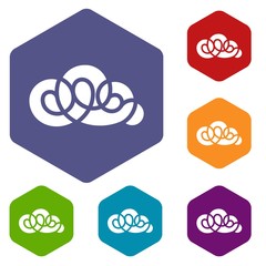 Poster - Element cloud icons vector colorful hexahedron set collection isolated on white