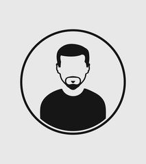 Fototapete - Man profile Icon with circle shape on gray Background