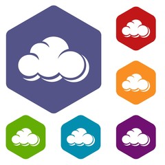 Poster - Web cloud icons vector colorful hexahedron set collection isolated on white