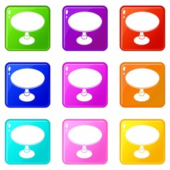 Poster - Round table icons set 9 color collection isolated on white for any design