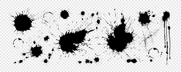 black ink blots with drops