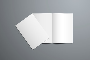 Poster - Realistic vector mockup of open and closed bi-fold brochure.