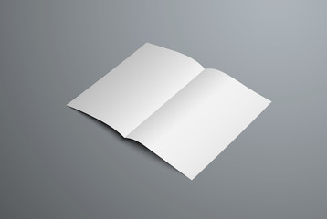 Poster - Realistic vector mockup of open bi-fold booklet. White blank letterhead template for design presentation.