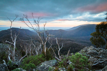 Wall Mural - Broad view of the Cathedral Range State Park in Victoria, Australia.