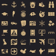 Poster - Cartography icons set. Simple style of 36 cartography vector icons for web for any design