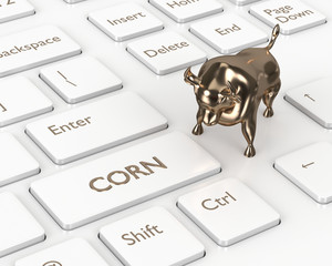 Wall Mural - 3d render of keyboard with corn key and bull